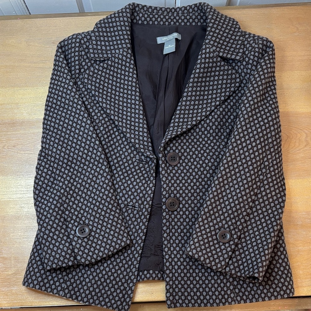 Ann Taylor Brown Polka Dot Blazer women SMALL/0P
